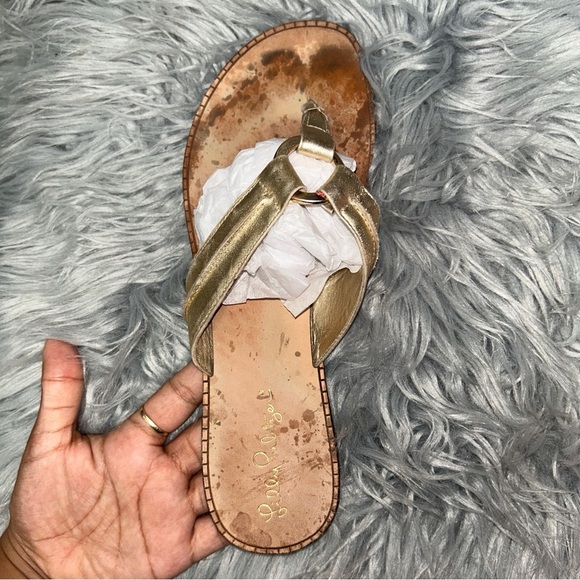 Lilly Pulitzer Gold McKim Sandal size 6.5 - Picture 5 of 5